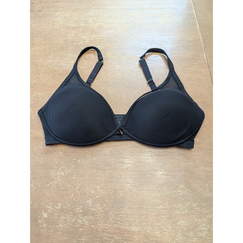 ThirdLove 24/7 Classic Contour Plunge Bra Black Mesh Underwire 34E comfort